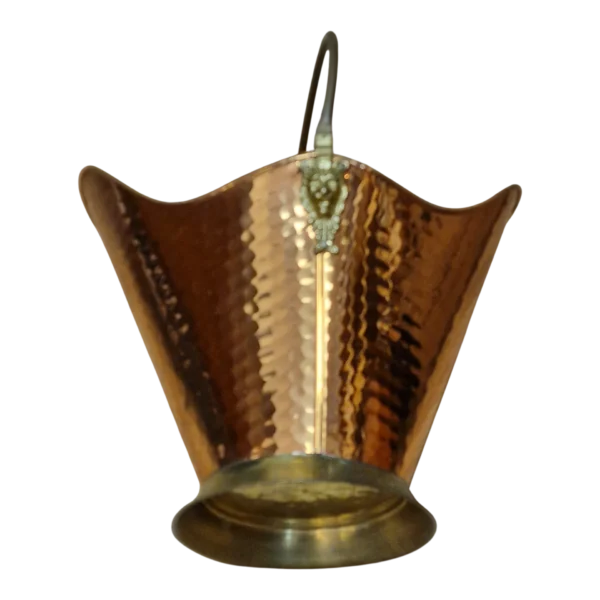 Carvoeira Porta-Lenha em Cobre e Latão Martelado - séc. XX - 37,5 cm - 964 g