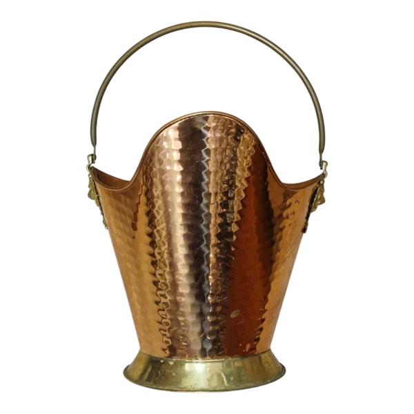 Carvoeira Porta-Lenha em Cobre e Latão Martelado - séc. XX - 37,5 cm - 964 g