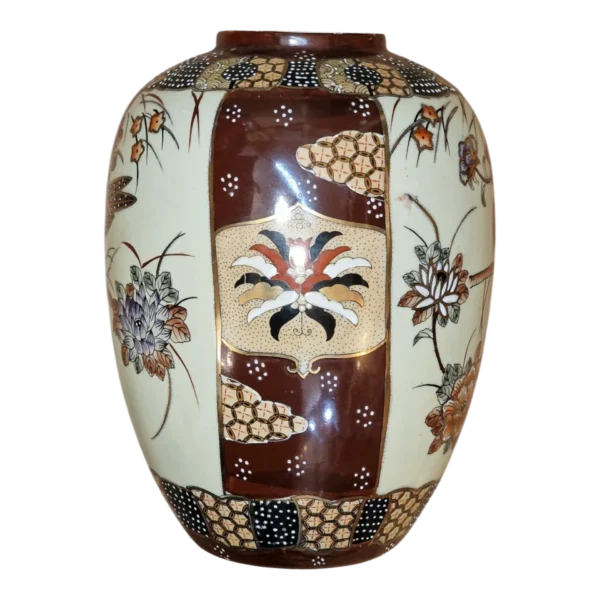 Jarra Japonesa Estilo Satsuma Pintada à Mão com Ave e Flores – 26 cm, 1,890 kg