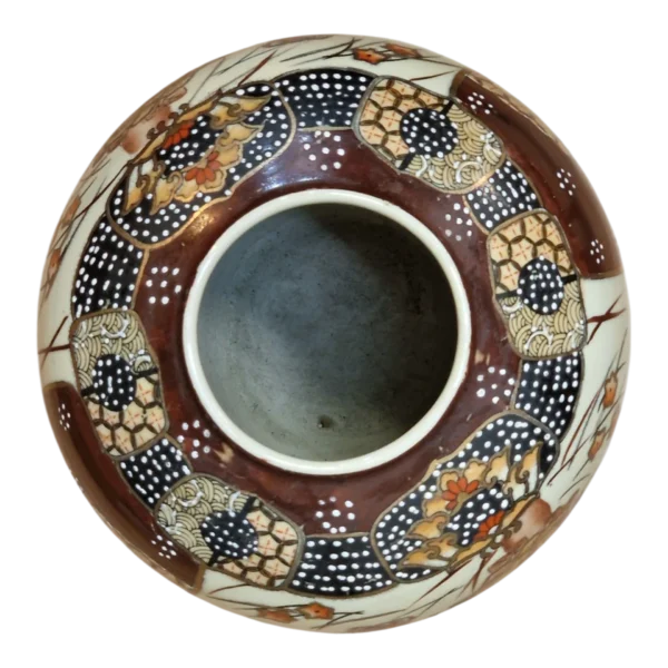 Jarra Japonesa Estilo Satsuma Pintada à Mão com Ave e Flores – 26 cm, 1,890 kg