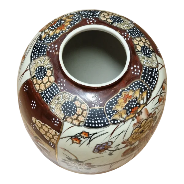 Jarra Japonesa Estilo Satsuma Pintada à Mão com Ave e Flores – 26 cm, 1,890 kg