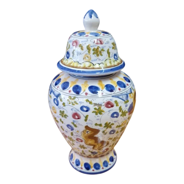 Pote em Faiança de Alcobaça Pintado à Mão, Estilo Séc. XVII – N.º 59 – 25 cm, 680 g