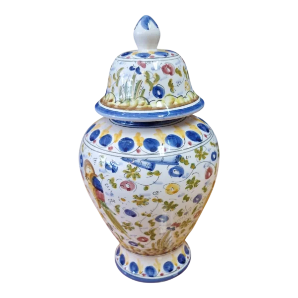 Pote em Faiança de Alcobaça Pintado à Mão, Estilo Séc. XVII – N.º 59 – 25 cm, 680 g
