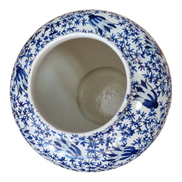 Pote com Tampa F.F.A. Marquês Lda Malveira Estilo Delft Pintado à Mão – 40 cm, 2,390 kg