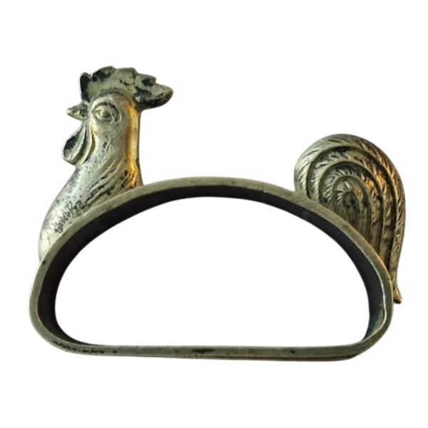 Argola de Guardanapo em Prata Topázio com Galo – 9g 4x2 cm