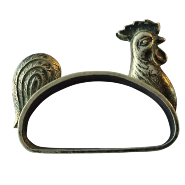 Argola de Guardanapo em Prata Topázio com Galo – 9g 4x2 cm