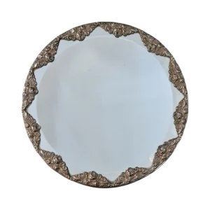 Espelho de Mesa Redondo Biselado com Moldura em Prata Portuguesa 833 - 24 cm