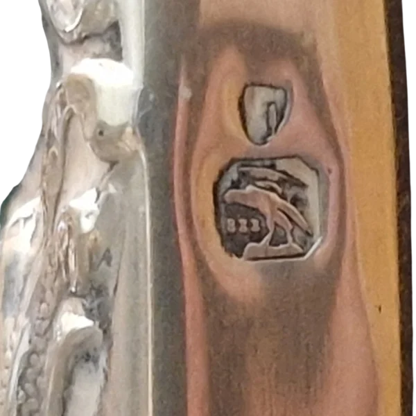 Espelho de Mesa Redondo Biselado com Moldura em Prata Portuguesa 833 - 24 cm