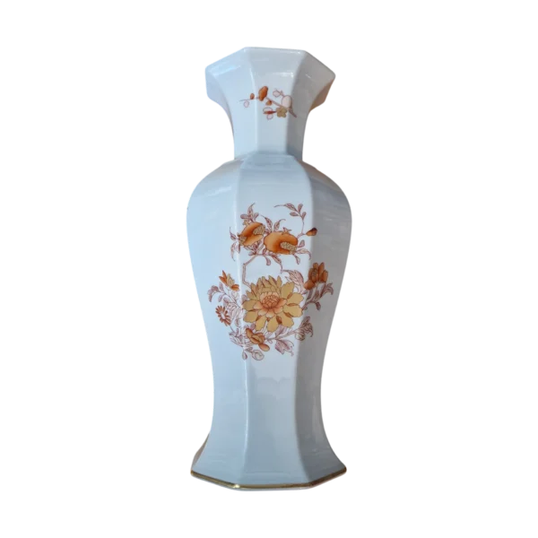 Jarra Vista Alegre Decoração Iris em Porcelana Octogonal com Filete Dourado - 29,5 cm
