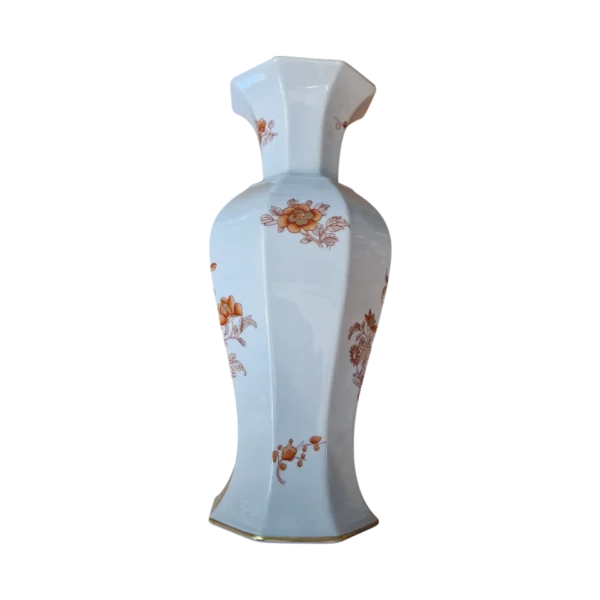 Jarra Vista Alegre Decoração Iris em Porcelana Octogonal com Filete Dourado - 29,5 cm