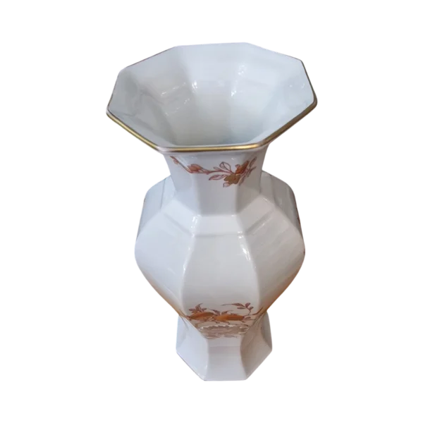 Jarra Vista Alegre Decoração Iris em Porcelana Octogonal com Filete Dourado - 29,5 cm