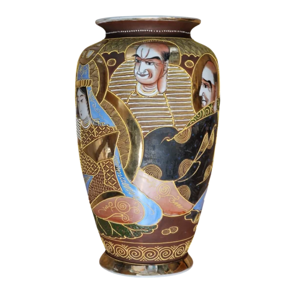Par de Jarrões Japoneses Satsuma Moriage Dai Nippon em Porcelana Pintada à Mão - 36 cm (início do séc. XX)