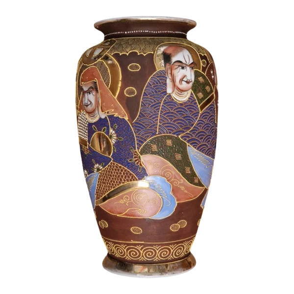 Par de Jarrões Japoneses Satsuma Moriage Dai Nippon em Porcelana Pintada à Mão - 36 cm (início do séc. XX)