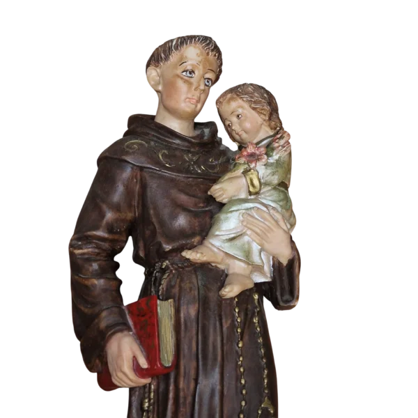Escultura Santo António com o Menino em Marfinite Pintada à Mão - 58 cm (séc. XX/XXI)